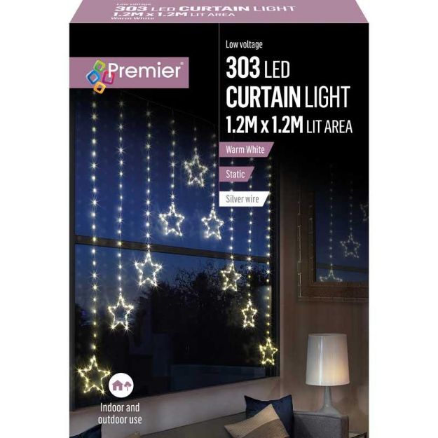 Picture of PREMIER 303 LED STAR CURTAIN LIGHT WARM WHITE 1.2 X 1.2M LIT AREA