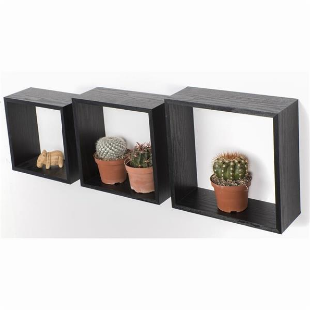 Picture of DURALINE TRIPLE CUBE SHELVES BLACK OAK 30 X 27 X 24CM