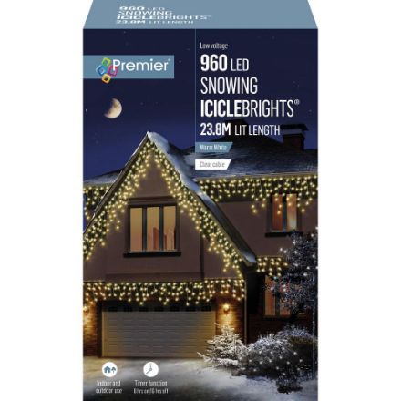 Picture of PREMIER 960 LED SNOWING ICICLEBRIGHTS WARM WHITE 23.8M LIT LENGTH