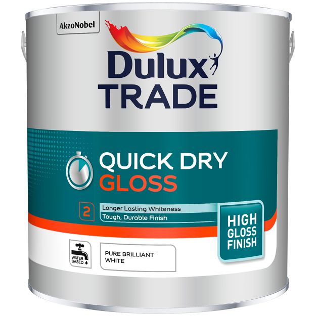 Picture of DULUX TRADE QUICK DRY GLOSS PURE BRILLIANT WHITE 2.5L