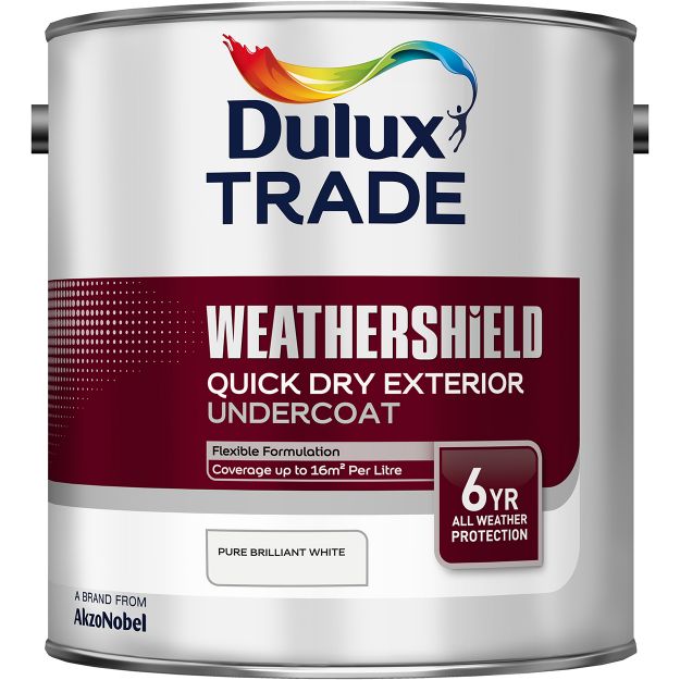 Picture of DULUX TRADE WEATHERSHIELD QUICK DRY UNDERCOAT PURE BRILLIANT WHITE 2.5L