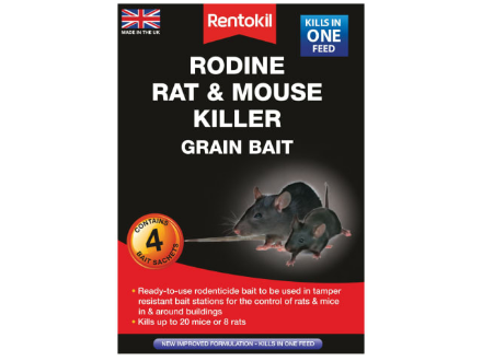 Picture of RENTOKIL RODINE RAT & MOUSE KILLER GRAIN BAIT 4 PACK