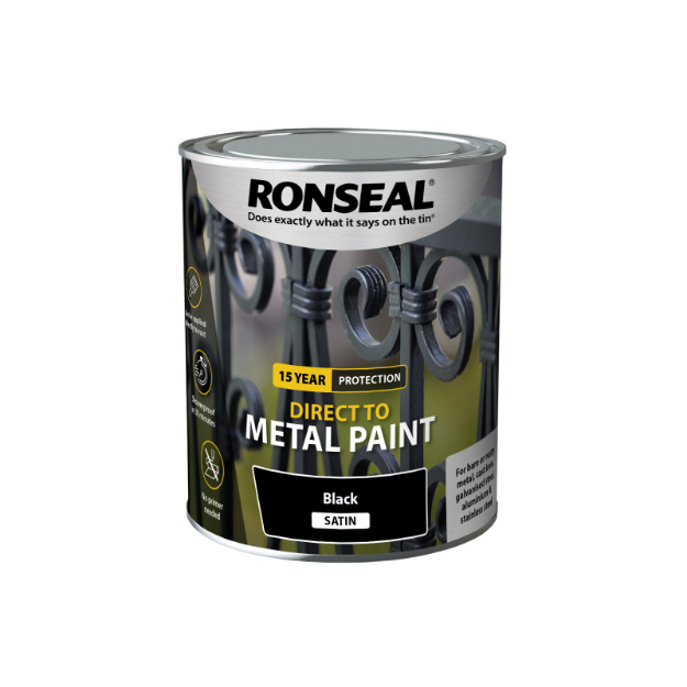 Picture of RONSEAL METAL PAINT BLACK SATIN 750ML