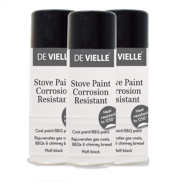 Picture of DE VIELLE STOVE, COAL & BBQ PAINT AEROSOL MATT BLACK 400ML