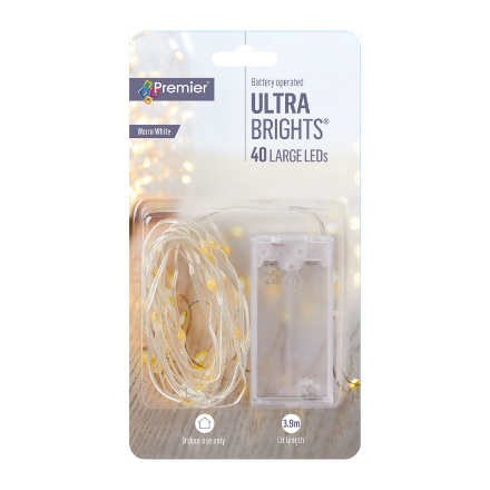 Picture of PREMIER ULTRA BRIGHTS 40 LARGE LEDS WARM WHITE 3.9M LIT LENGTH