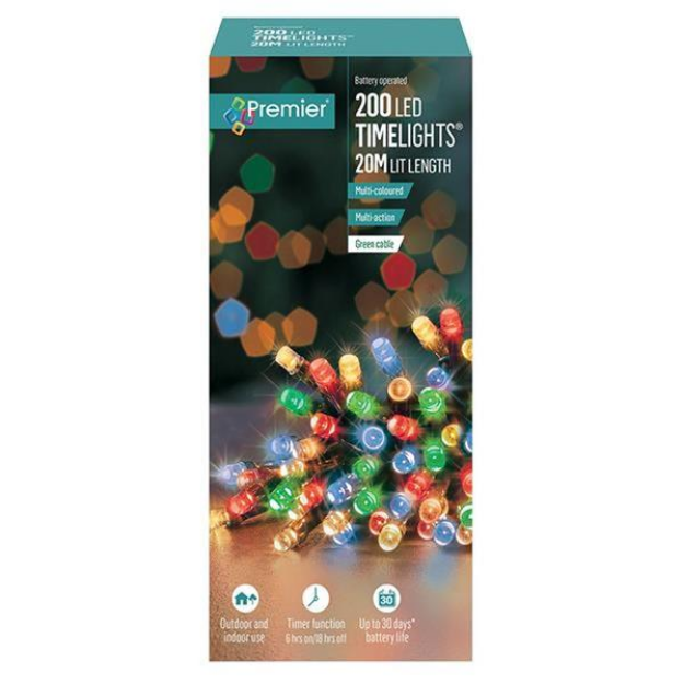 Picture of PREMIER 200 LED BATTERY OPERATED TIME LIGHTS MULTI-COLOURED