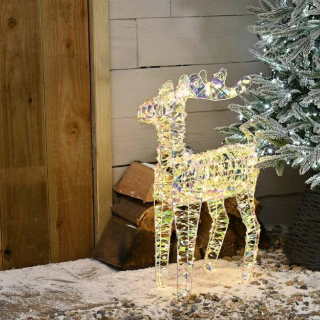 Picture of FESTIVE LIT STAR SHIMMER REINDEER WARM WHITE 60CM