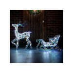 Picture of NORFOLK NOEL FESTIVE IRIDESCENT REINDEER & SLEIGH 85CM