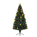 Picture of FIBRE OPTIC GREEN CHRISTMAS TREE WITH LED BAUBLES 1.2M