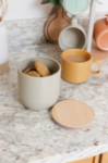 Picture of KITCHEN CRAFT IDILICA CANNISTER WITH BEECHWOOD LID PUTTY 12CM X 12CM