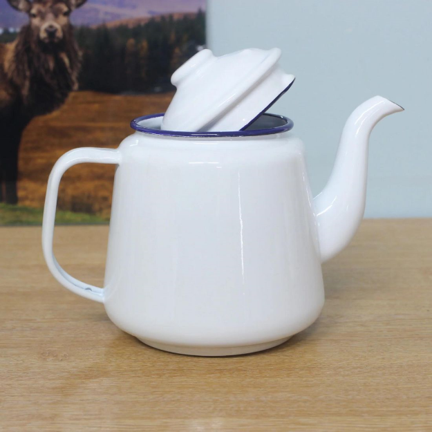 Picture of FALCON ENAMEL TEAPOT WHITE BLUE