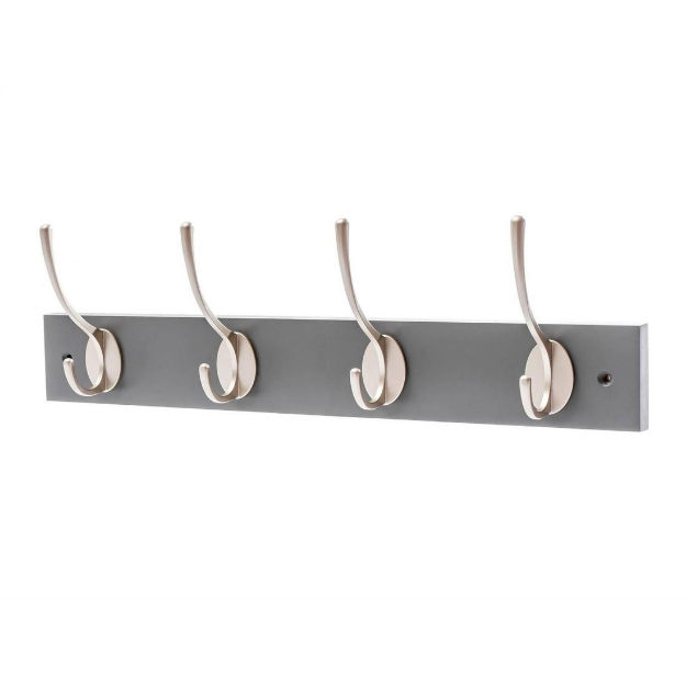 Picture of HEADBOURNE HOOK RAIL 4 NICKEL HOOKS ON GREY BOARD