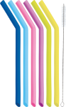 Picture of KITCHEN CRAFT SET OF 6 SILICONE STRAWS WITH CLEANING BRUSH