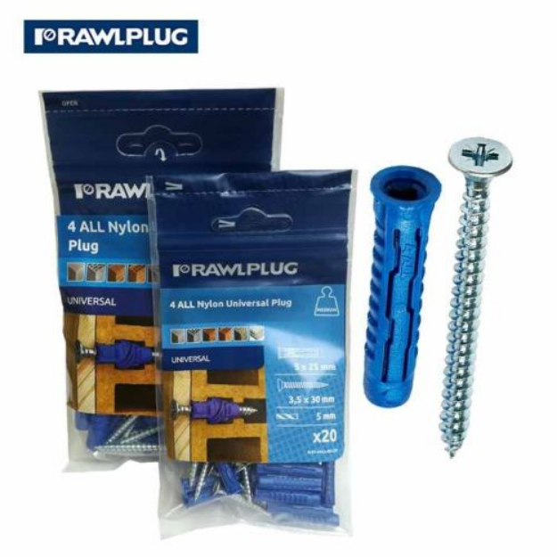 Picture of RAWLPLUG 4ALL UNIVERSAL PLUGS 5MM & SCREWS