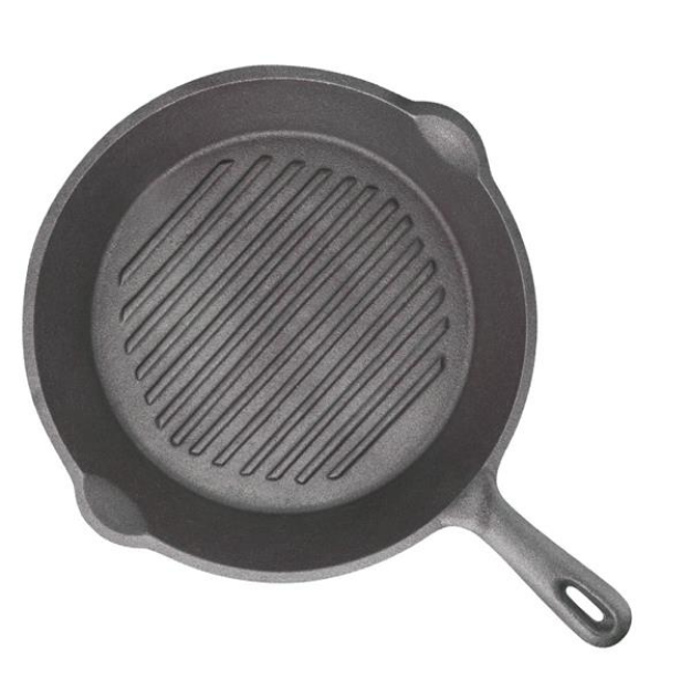 Picture of KITCHEN CRAFT DELUXE CAST IRON ROUND RIBBED GRILL PAN 24CM